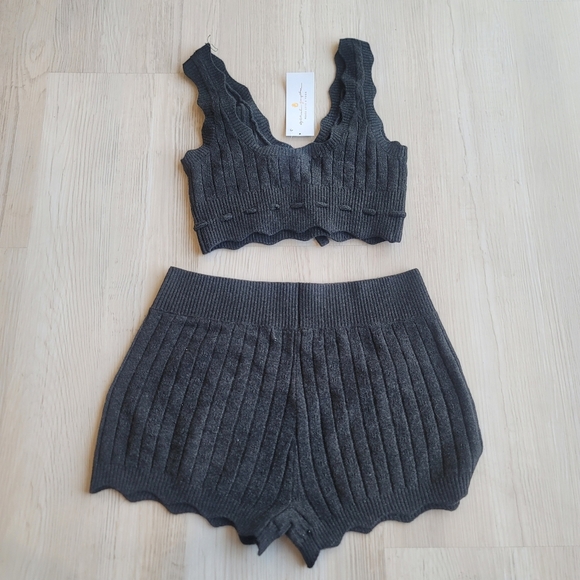 New SPIRITUAL GANGSTER  Knit Hudson Pointelle Tank And Short Matching Set S/L - Picture 5 of 17